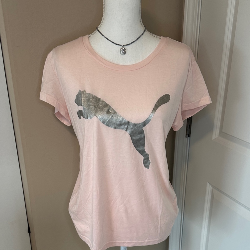 Puma Pink T-Shirt with Silver Logo